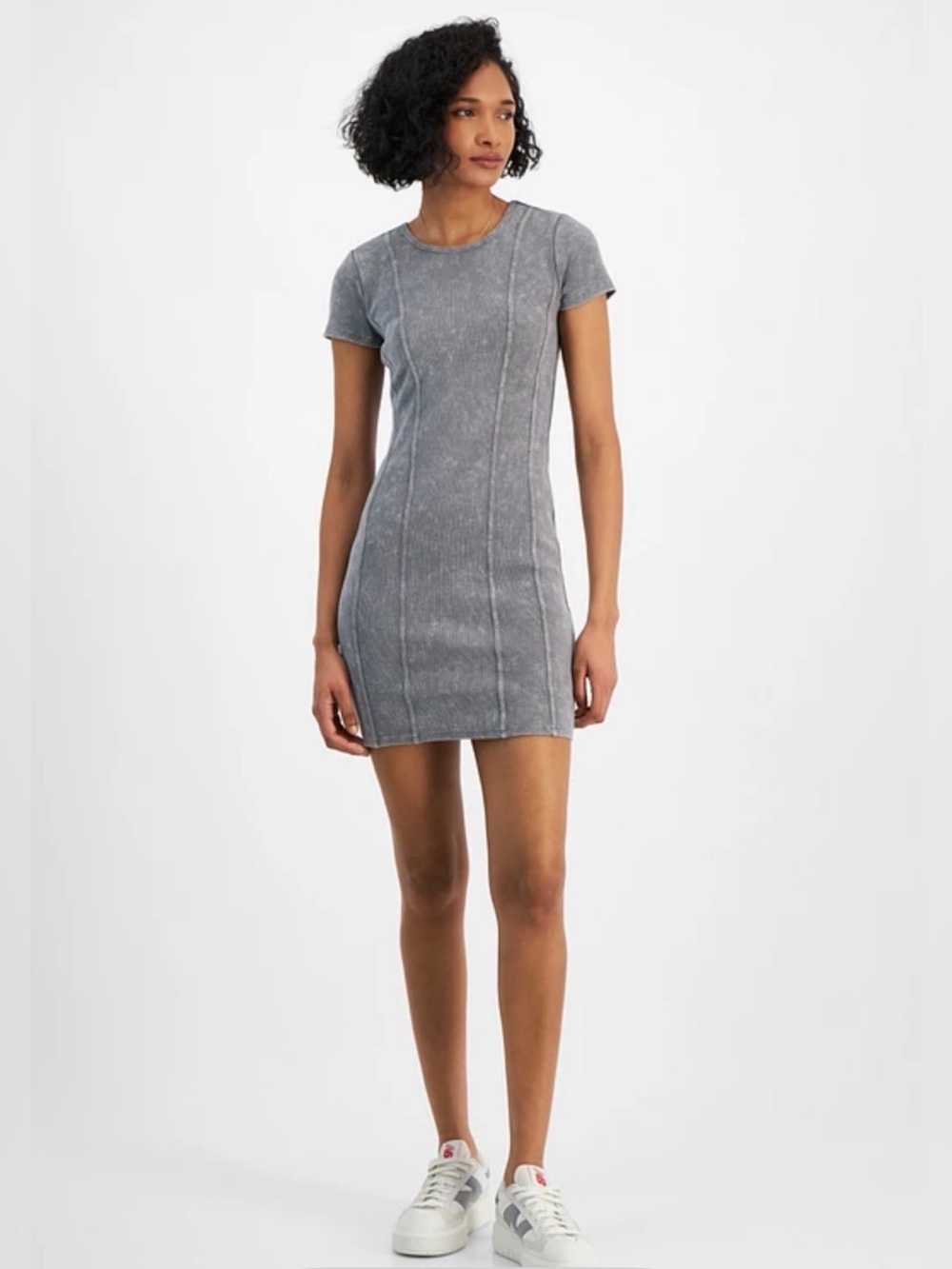 NWT‎ Madden Girl Junior XS Gray Ribbed
Knit T-Shirt Dress